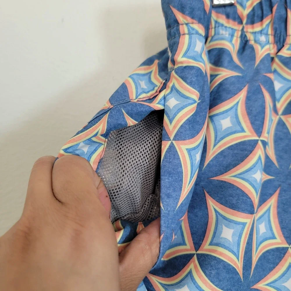 Tommy Bahama Relax Mens Medium‎ Blue Mesh Lined Swim Trunks Drawstring Resort